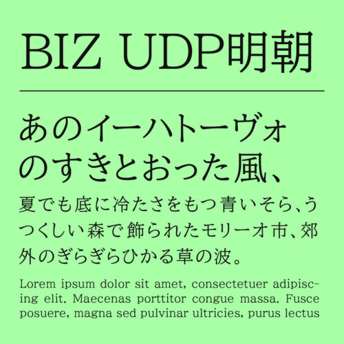 BIZ UDP明朝（BIZ UDPMincho）
